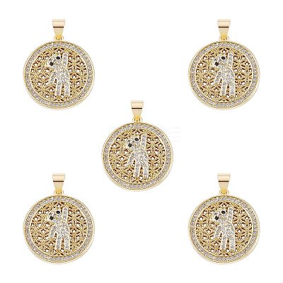 Plating Brass Micro Pave Clear Cubic Zirconia Pendant KK-SZ0001-91A-1