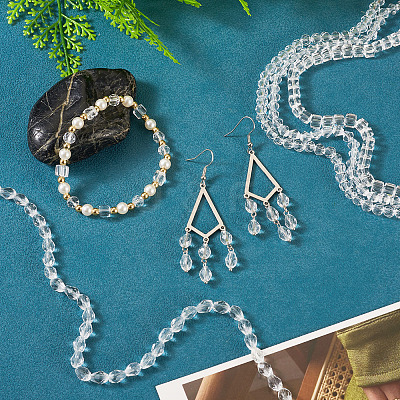 4 Strands 4 Styles Transparent Glass Bead Strands GLAA-TADJ0001-01B-1