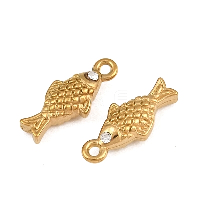 304 Stainless Steel with Crystal Rhinestone Charms RB-CBABFDA-11A-G-1