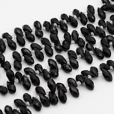 Electroplate Glass Faceted Teardrop Beads Strands EGLA-D014-14-1