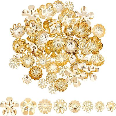 80Pcs 8 Style 304 Stainless Steel Fancy Bead Caps STAS-UN0038-81-1