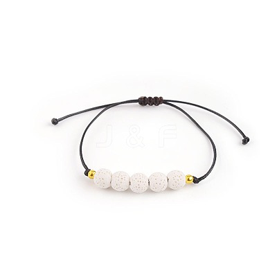 Bohemian Adjustable Handmade Dyed Natuarl Lava Rock Braided Bead Bracelets for Women RX0209-1-1