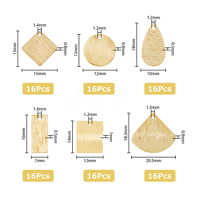 96Pcs 6 Style Brass Pendant KK-FH0005-28-1