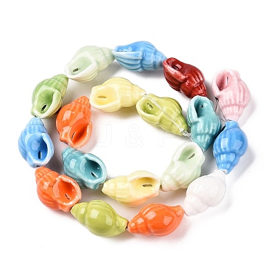 Handmade Printed Porcelain Beads Strand X-PORC-T133-01M-1