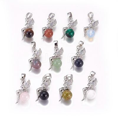 Natural & Synthetic Mixed Stone Pendants G-L512-E-1