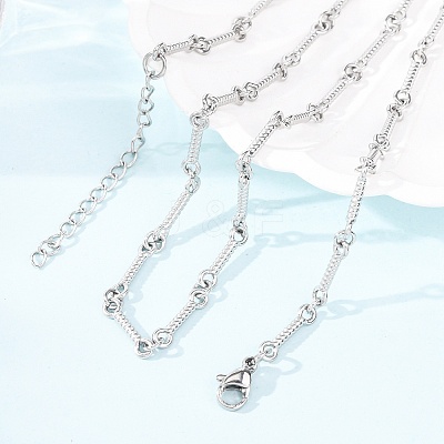 3.5MM 304 Stainless Steel Twisted Bar Link Chain Necklaces for Women Men NJEW-F365-01P-1