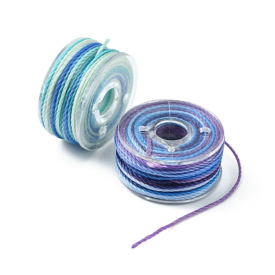 25 Rolls 25 Colors Round Segment Dyed Waxed Polyester Thread String YC-YW0001-02C-1