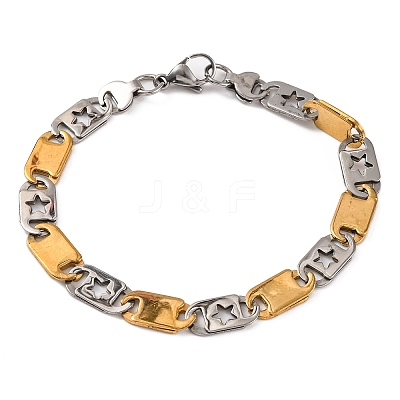 201 Stainless Steel Mariner Star Link Chain Bracelets BJEW-B078-57GP-1