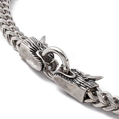 Non-Tarnish 304 Stainless Steel Wheat Chains Necklace with Dragon Clasps for Men Women NJEW-E155-05P-1