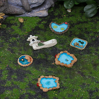10Pcs 5 Styles Resin Pool Micro Landscape Scene Ornaments DJEW-LP0001-32-1