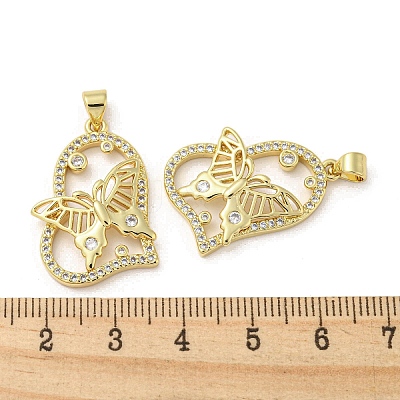 Rack Plating Brass Micro Pave Cubic Zirconia Pendants KK-F869-23G-1