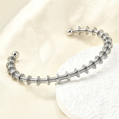 304 Stainless Steel Open Cuff Bangles for Woman BJEW-M113-02P-1