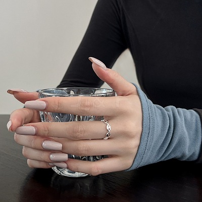 925 Sterling Silver Open Cuff Ring for Woman RJEW-M164-01-1