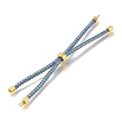 Braided Cotton Cord Slider Bracelet Making MAK-R001-01G-21-1