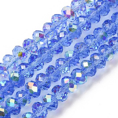 Electroplate Transparent Glass Beads Strands EGLA-A046-01B-20-1