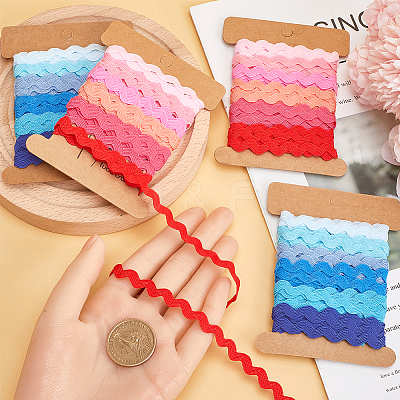 4 Cards 2 Styles Polyester Wavy Fringe Trim Ribbon DIY-GF0009-48H-1