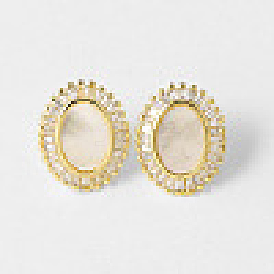 Brass Pave Clear Cubic Zirconia Stud Earrings WGC4035-01-1
