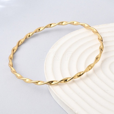 Twisted Rope 304 Stainless Steel Bangles for Women BJEW-D408-07G-1