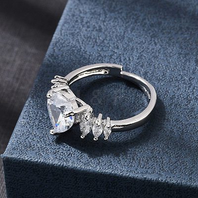 Brass Micro Pave Cubic Zirconia Cuff Open Rings CU-CBA5C10-08P-1