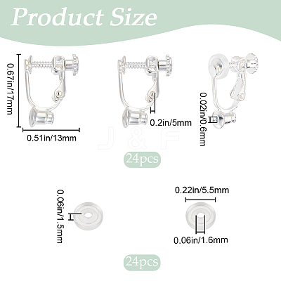 24Pcs Brass Screw On Clip-on Earring Findings KK-SP0001-20P-1