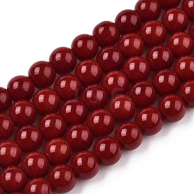 Opaque Solid Color Glass Beads Strands GLAA-T032-P4mm-05-1