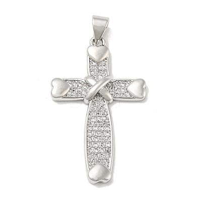 Rack Plating Brass Micro Pave Cubic Zirconia Pendants KK-F869-14P-1