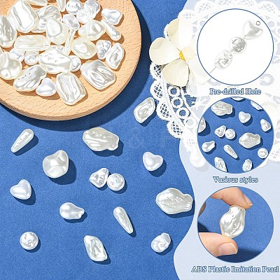 50Pcs 10 Styles ABS Plastic Imitation Pearl Beads KY-YW0002-30-1