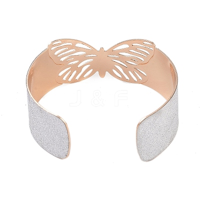 Butterfly Alloy Open Cuff Bangles for Women BJEW-L686-01B-1