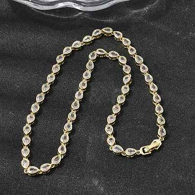Brass Micro Pave Cubic Zirconia Geometric Tennis Necklaces NJEW-C121-02B-G-1