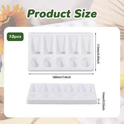 10Pcs 10-Compartment Plastic Watercolor Oil Palette AJEW-GL0003-38-1