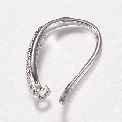 Brass Micro Pave Cubic Zirconia Earring Hooks ZIRC-A008-09P-1