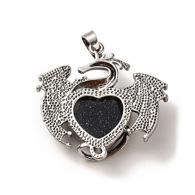 Synthetic Blue Goldstone Heart Pendants KK-K331-01AS-19-1