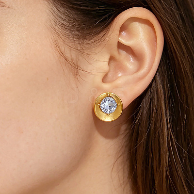 304 Stainless Steel Pave Clear Cubic Zirconia Stud Earrings for Women WG13AAB-01-1