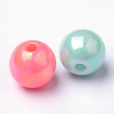 AB Color Plated Acrylic Round Beads X-SACR-Q109-8mm-M-1