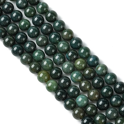 Natural Moss Agate Beads Strands X-GSR10mmC001-1