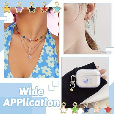 150Pcs Eco-friendly Alloy Enamel Star Charms ENAM-YW0005-87-1