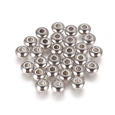Non-Tarnish 304 Stainless Steel Smooth Rondelle Beads STAS-M006-03P-B-1