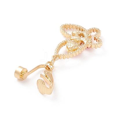 Butterfly Rhinestone Charm Belly Ring AJEW-F057-09G-1