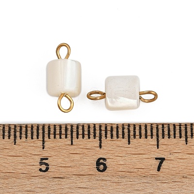 Natural Shell Square Connector Charms STAS-D378-23G-1