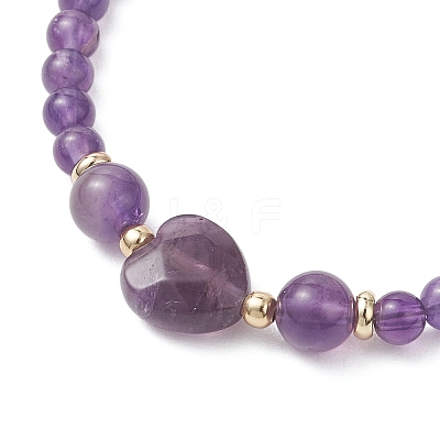 Heart Gemstone Bead Bracelets BJEW-JB13297-1