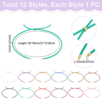 12Pcs 12 Colors Nylon Cords Necklace Making AJEW-UN0002-40-1