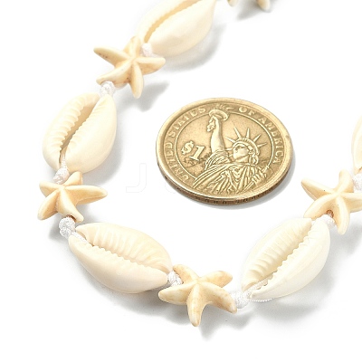 Natural Shell & Synthetic Turquoise Starfish Beaded Necklace with 304 Stainless Steel Clasps NJEW-TA00107-02-1