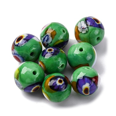 Handmade Millefiori Lampwork Beads LAMP-R003-02B-08-1