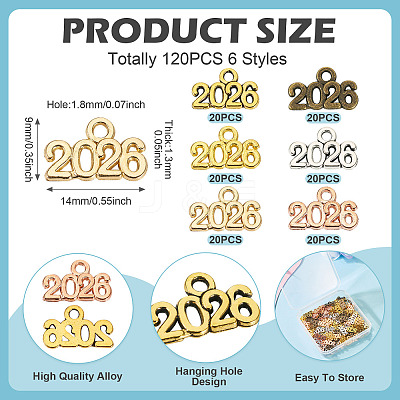 120Pcs 6 Colors Alloy Pendants FIND-TA0006-34-1