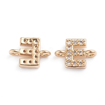 Brass Micro Pave Cubic Zirconia Letter Links X-ZIRC-I042-16G-E-1