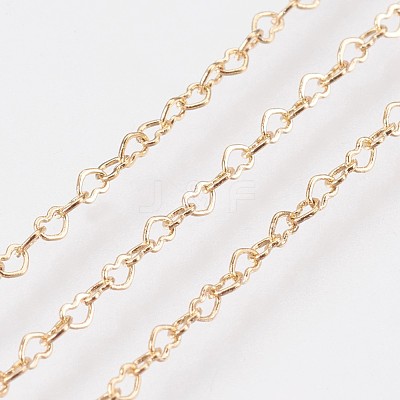 Long-Lasting Plated Brass Heart Link Chains Necklaces NJEW-K112-02G-NF-1