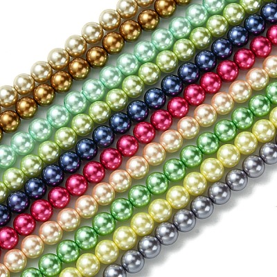 Eco-Friendly  Dyed Glass Pearl Round Bead Strands HY-A002-8mm-M-1