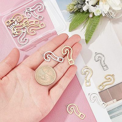 16Pcs 2 Colors 201 Stainless Steel Pendants STAS-DC0006-56-1