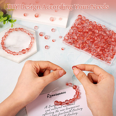 300Pcs Frosted Transparent Glass Beads GLAA-TA0002-78D-1