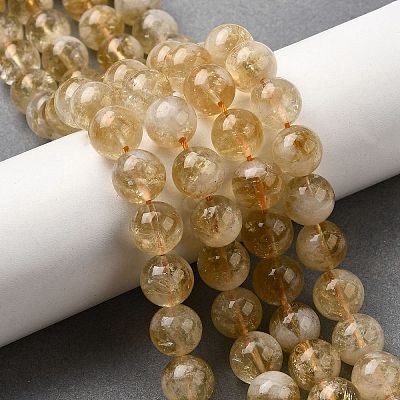 Heated Natural Citrine Beads Strands G-D323-A01-10mm-A-1